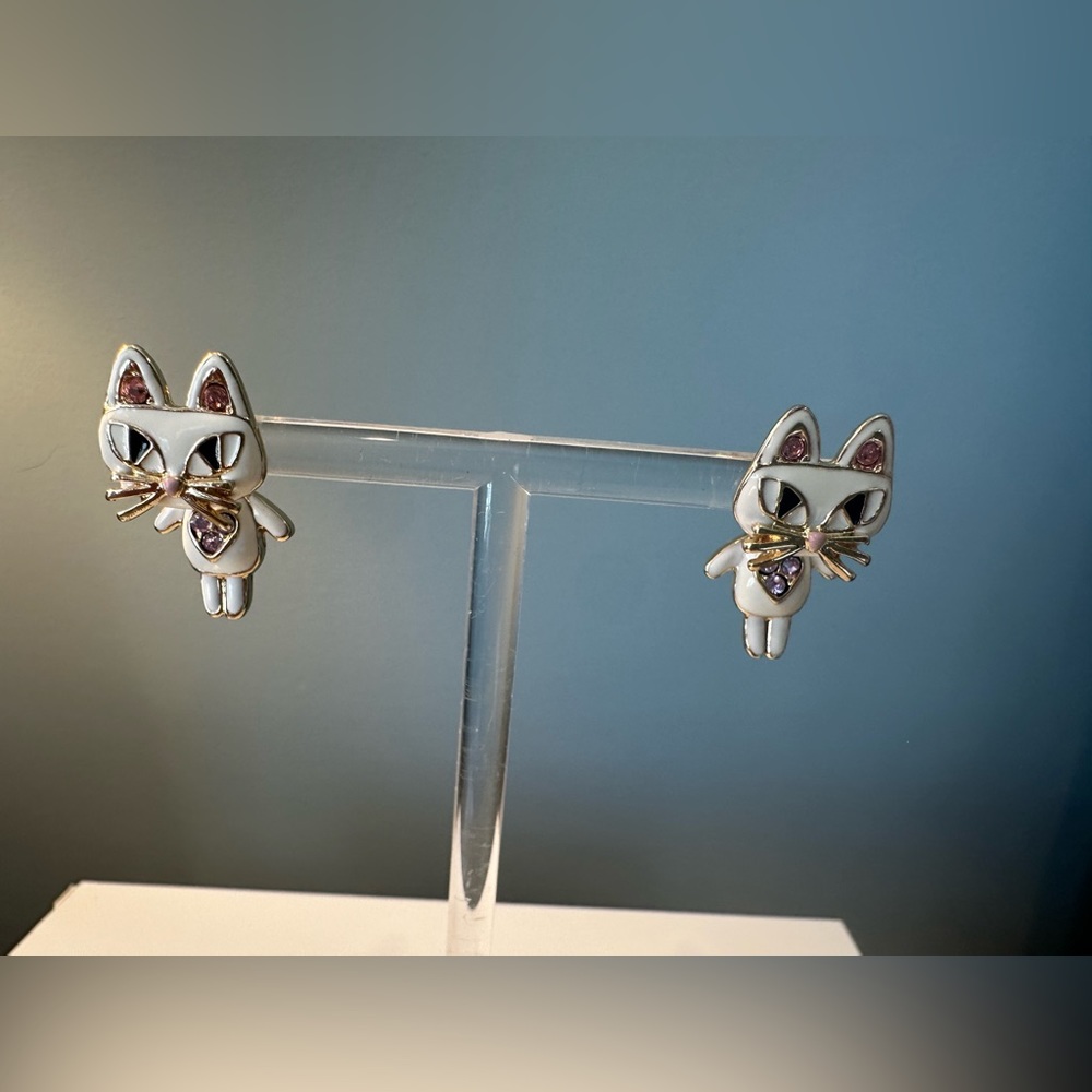 Cat earrings, posts - Picture 3 of 4
